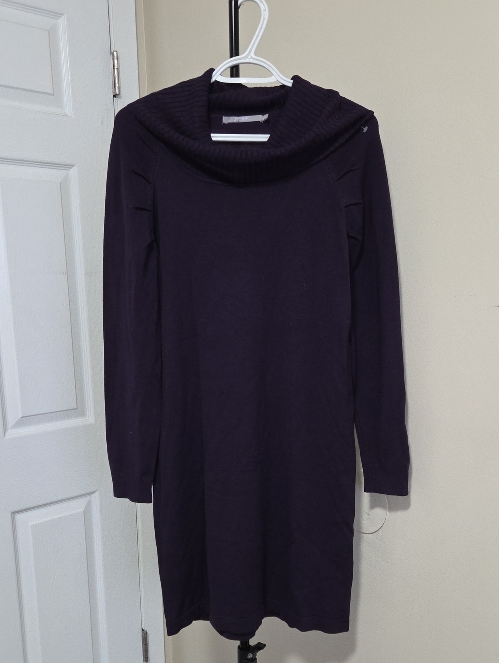 Inwear Long Sleeve Cowl Neck Dress in Deep Plum